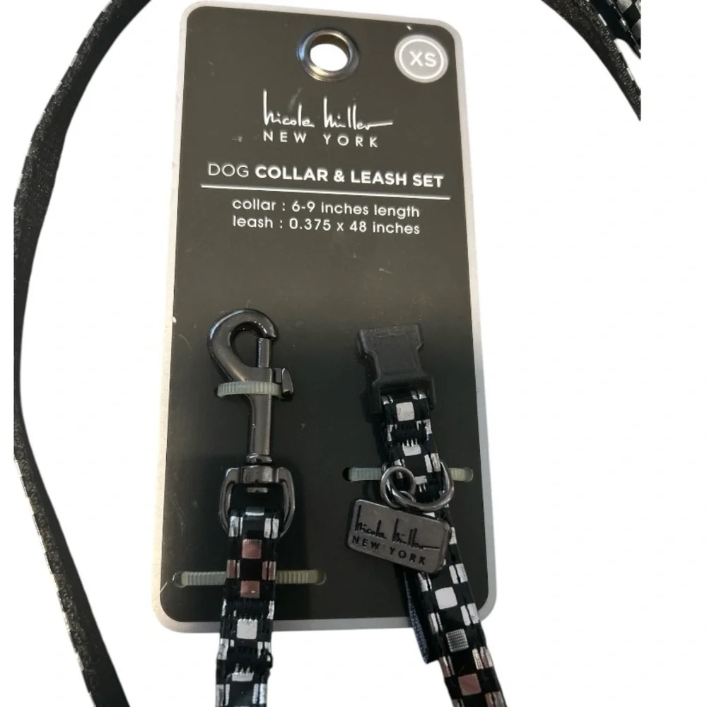 Nicole Miller Metallic dog collar and leash set size XSmall NWT